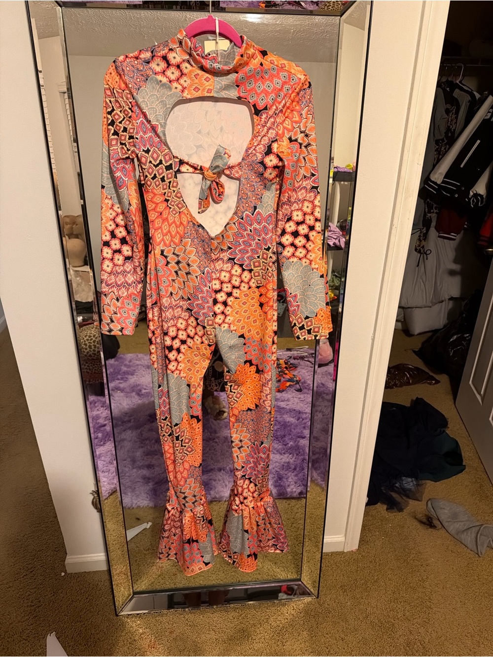 & Other Stories Multicolor Floral-Motif Long-Sleeve Flared Jumpsuit - Picture 5 of 6